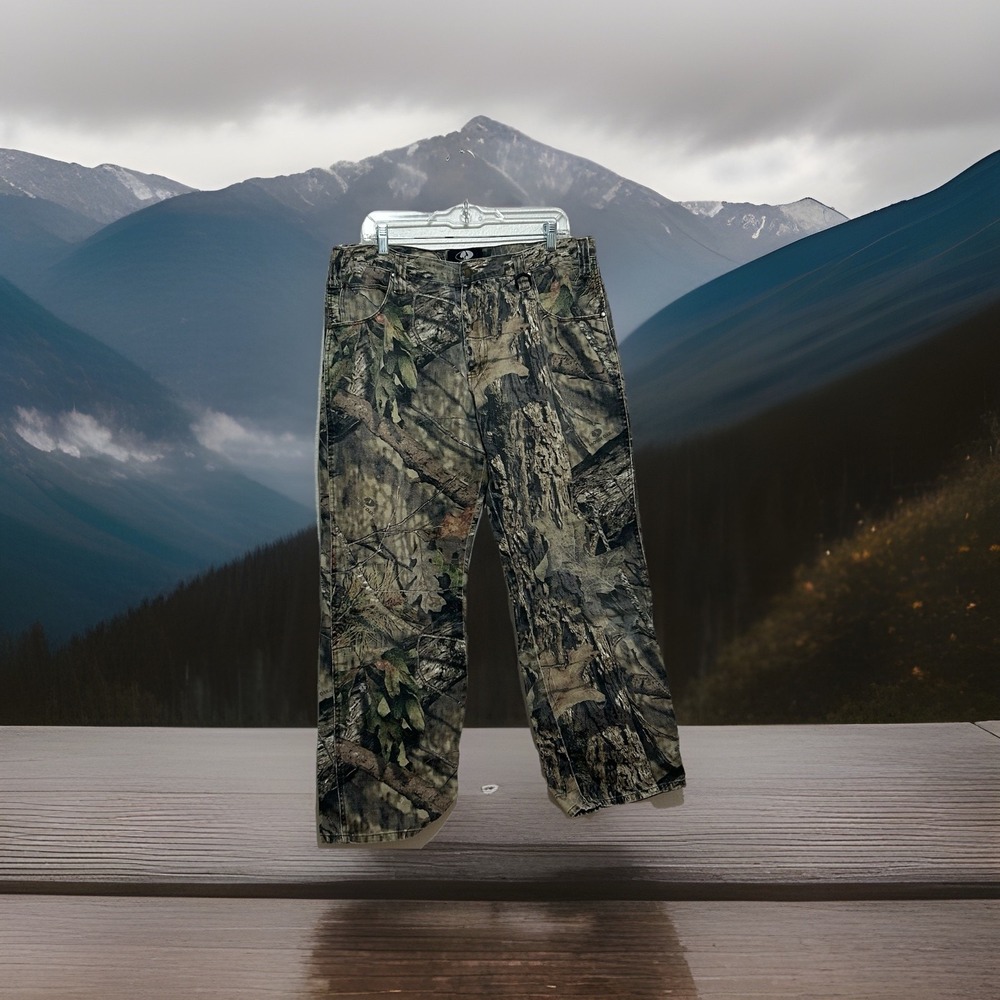 Vintage Mossy Oak Green Country Camo Hunting Pants Mens 38 X 32 - STAINS & HOLES